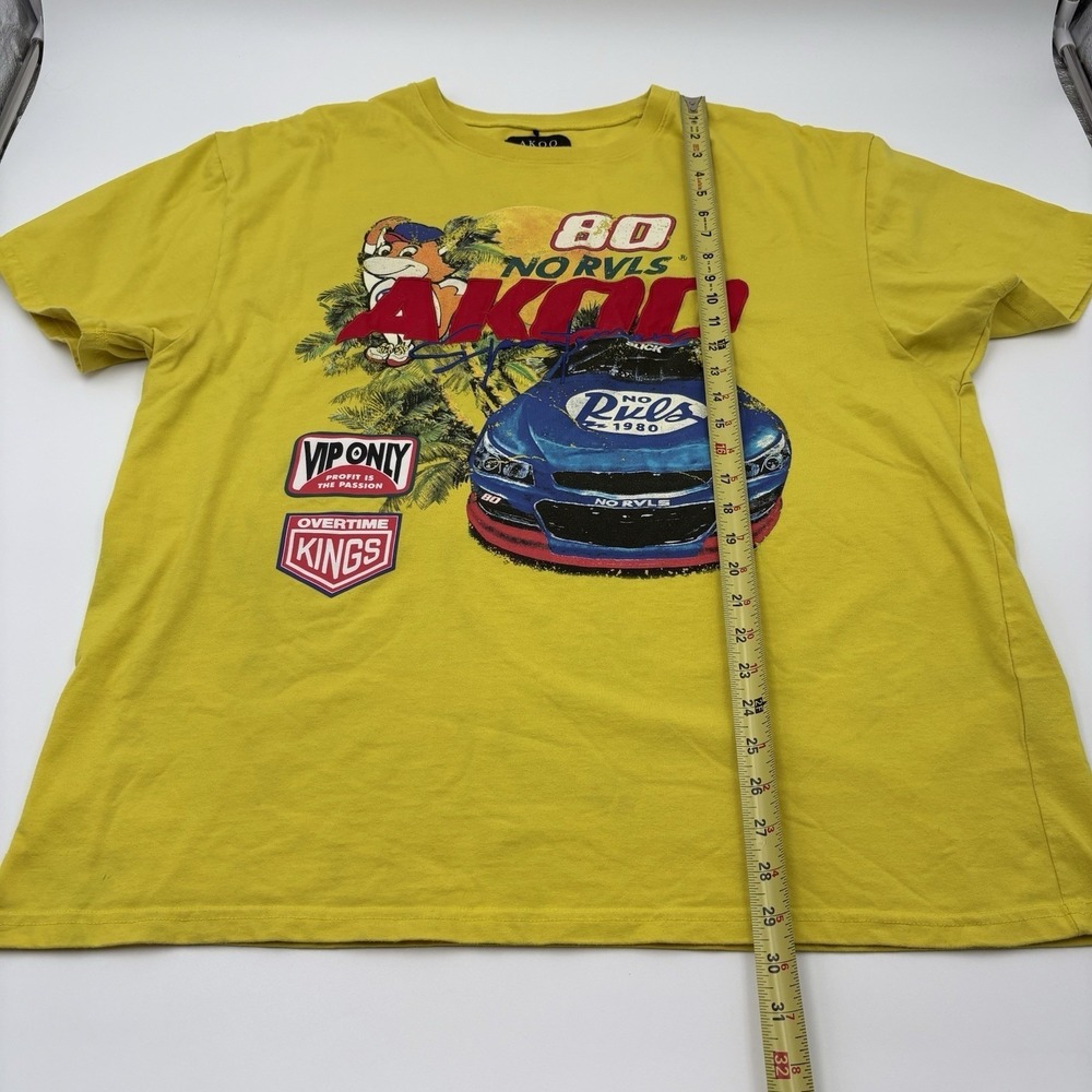 AKOO Mens Shirt 3XL Yellow Graphic Tee No Rvls Racing Car Short Sleeve - Picture 3 of 10
